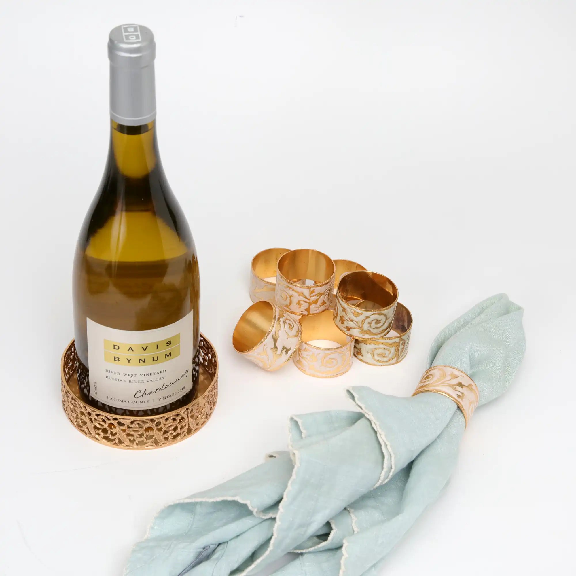 Wine Coaster & Napkin Ring Set